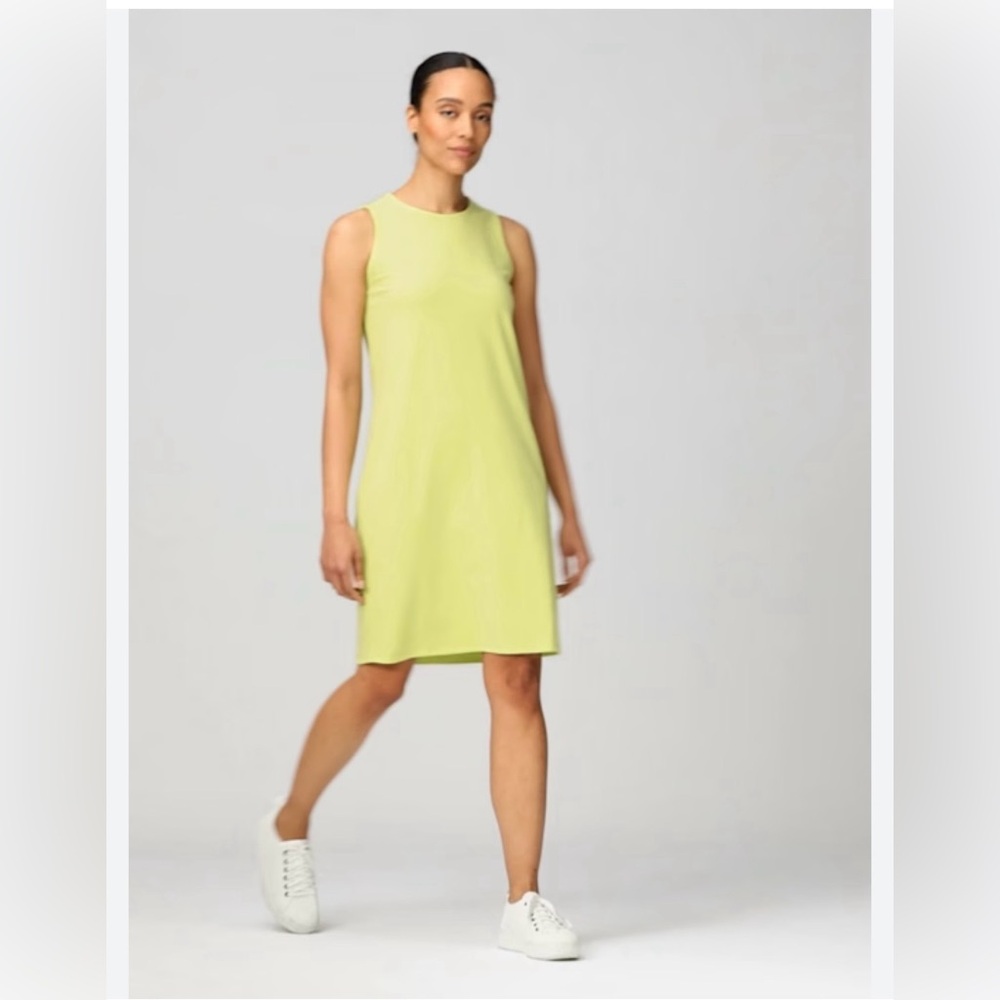 Eileen Fisher Pima Cotton Stretch Jersey Tank Dress, Chartreuse Minimalist, XXS